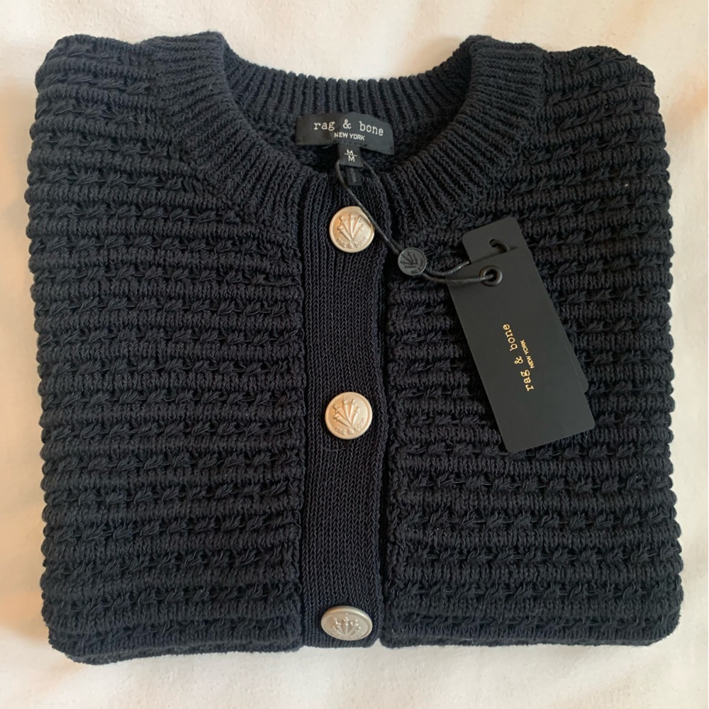 rag & bone New York Black Marlee Cotton Sweater Vest Size Medium NEW RARE - Picture 5 of 15
